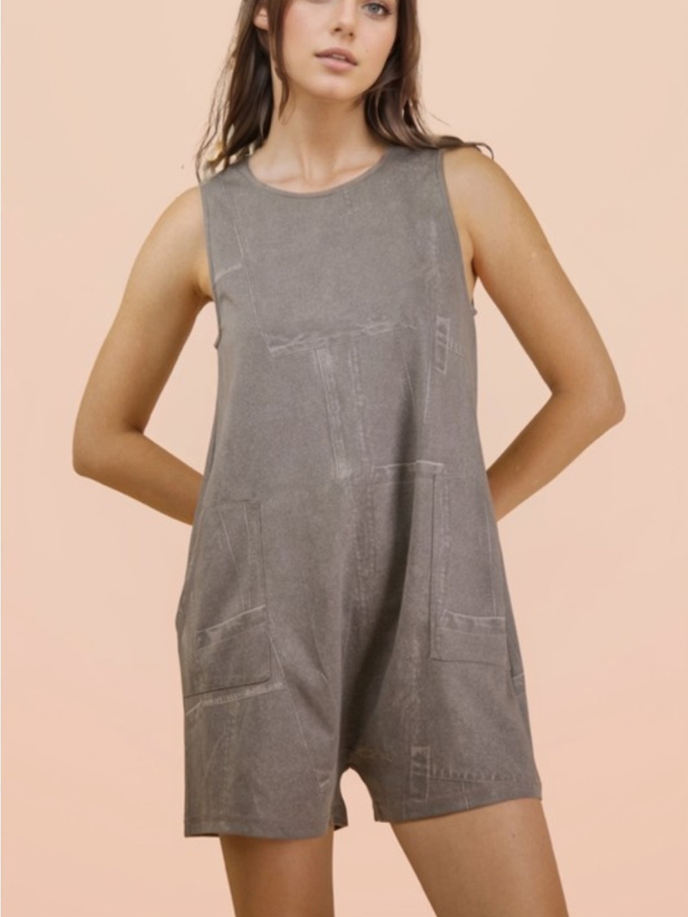 Washed Printed Sleeveless Casaul Romper